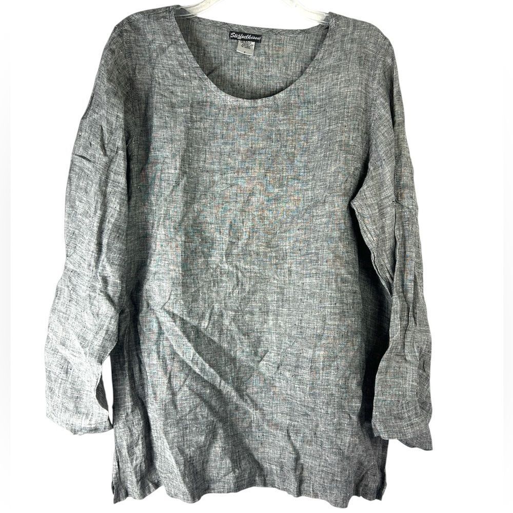 Stijfselkissie Womans tunic linen grey small lagonlook boho relaxed oversized